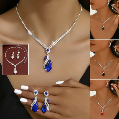 💎【Collar + Pendientes】Conjunto de joyas de cristal de dos piezas