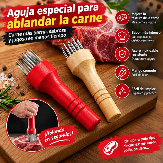 🥩Aguja ablandadora de carne de acero inoxidable de 17 puntas para bistec, barbacoa y cocina.