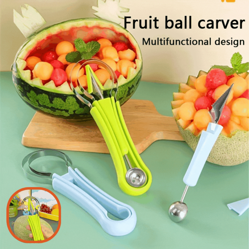 🍉🍈🥭 Juego de pelador de frutas multifuncional de cocina 4 en 1, más conveniente para comer frutas