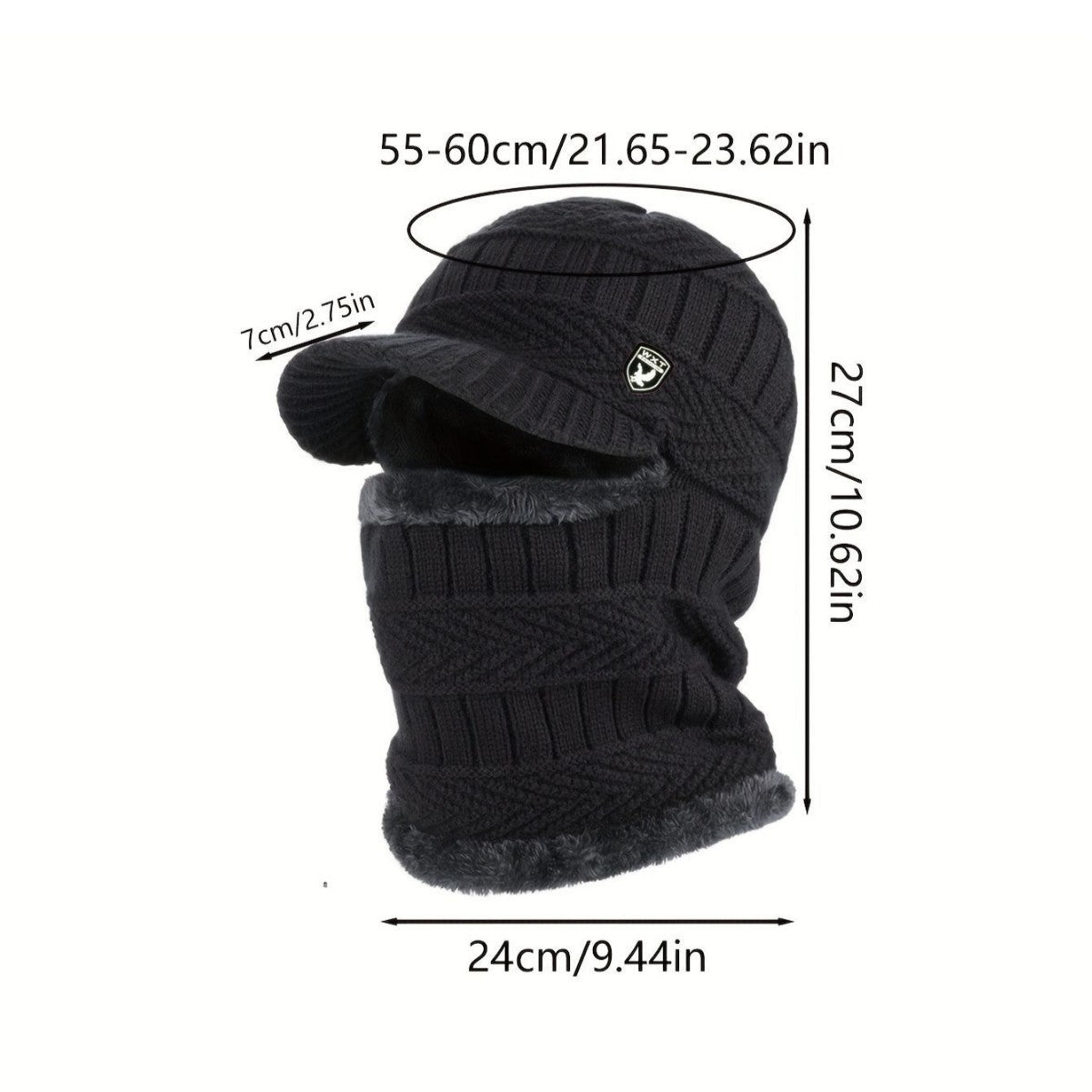 Gorro de lana grueso de una sola pieza, resistente al viento, para exteriores.