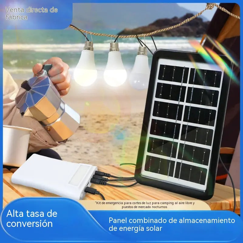 ☀️Sistema de energía solar portátil: ¡proporciona una fuente de energía continua tanto en casa como en aventuras al aire libre! ✨🔋【Panel solar + almacenamiento de energía de 3600 mAh + sistema de 3 luces】
