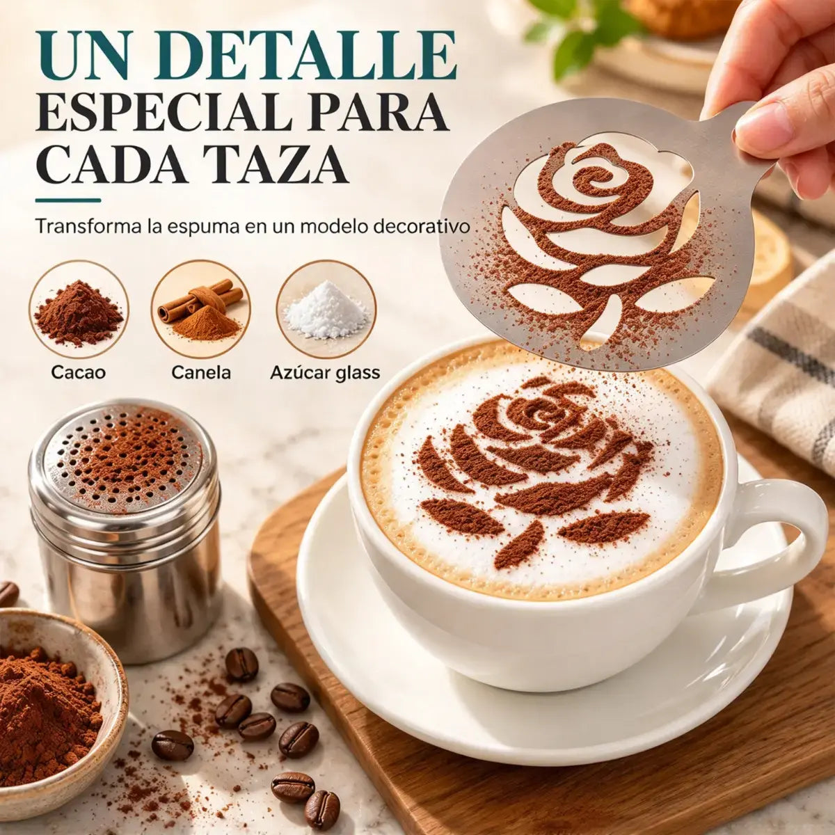 ☕ Šablona iz nerjavnega jekla za latte art