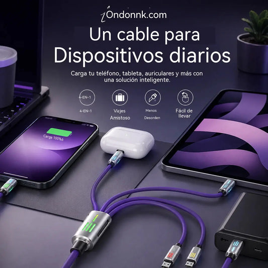 🔥Compra 1 y llévate 1 gratis 🔥Cable de carga LED 4 en 1⚡📱