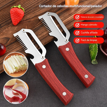 ✅2 artículos 🧅🔪 Pelador de cocina multifuncional 3 en 1: ¡Pela, corta y abre botellas! 🔥