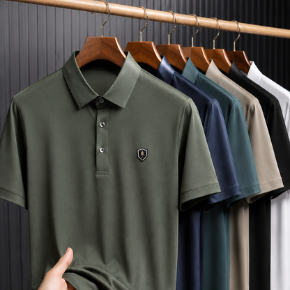 【50%OFF】【M-4XL】Verano 2026 Nuevo polo casual con solapa de media manga de seda helada