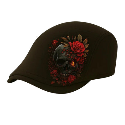 🔥✨Sombrero de ala plana con calavera y espinas