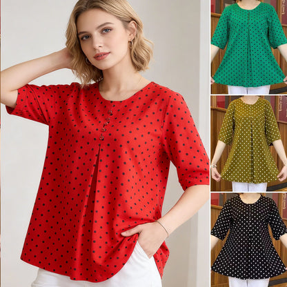 💞【L-5XL】Nueva camisa de lunares con estampado de otoño 2026