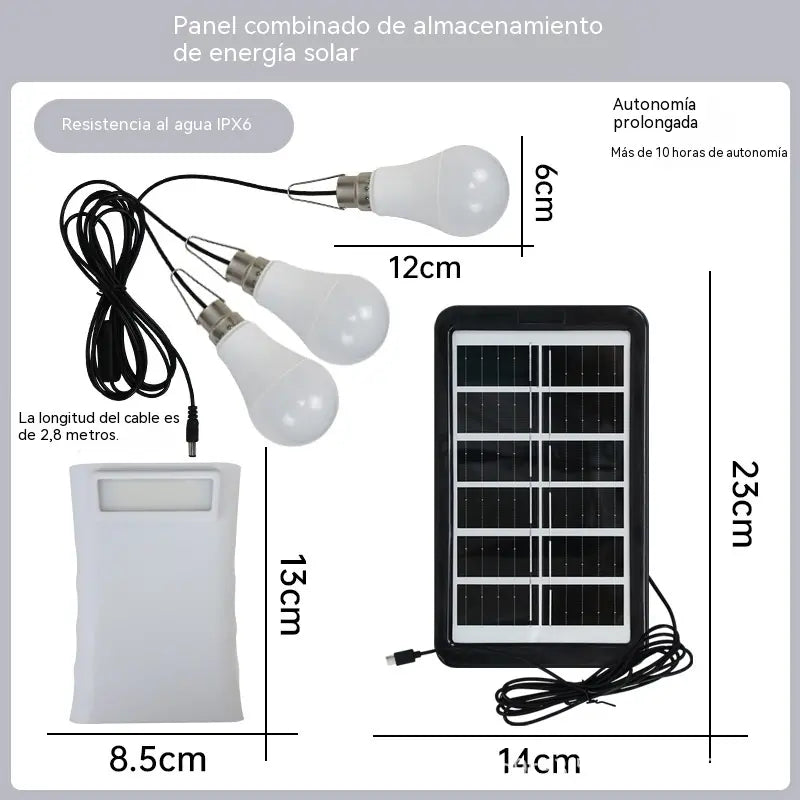 ☀️Sistema de energía solar portátil: ¡proporciona una fuente de energía continua tanto en casa como en aventuras al aire libre! ✨🔋【Panel solar + almacenamiento de energía de 3600 mAh + sistema de 3 luces】