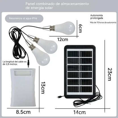 ☀️Sistema de energía solar portátil: ¡proporciona una fuente de energía continua tanto en casa como en aventuras al aire libre! ✨🔋【Panel solar + almacenamiento de energía de 3600 mAh + sistema de 3 luces】