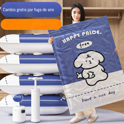 🧳【Juego de 6 piezas】💨 Bolsa de almacenamiento al vacío grande y compresible: no requiere bomba, es a prueba de fugas e ideal para ahorrar espacio en maletas y en casa ✈️