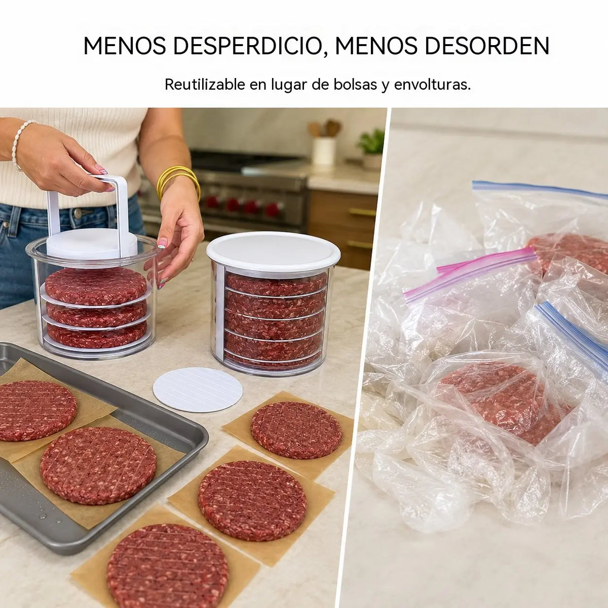 Herramienta innovadora, práctica y superventas para hacer hamburguesas