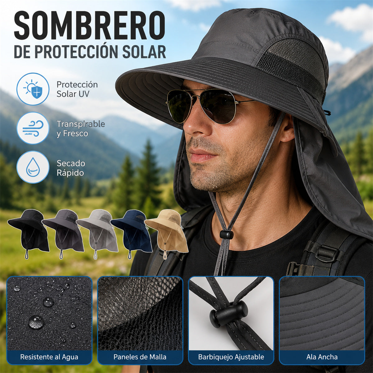 🔥Sombrero protector universal para pesca al aire libre