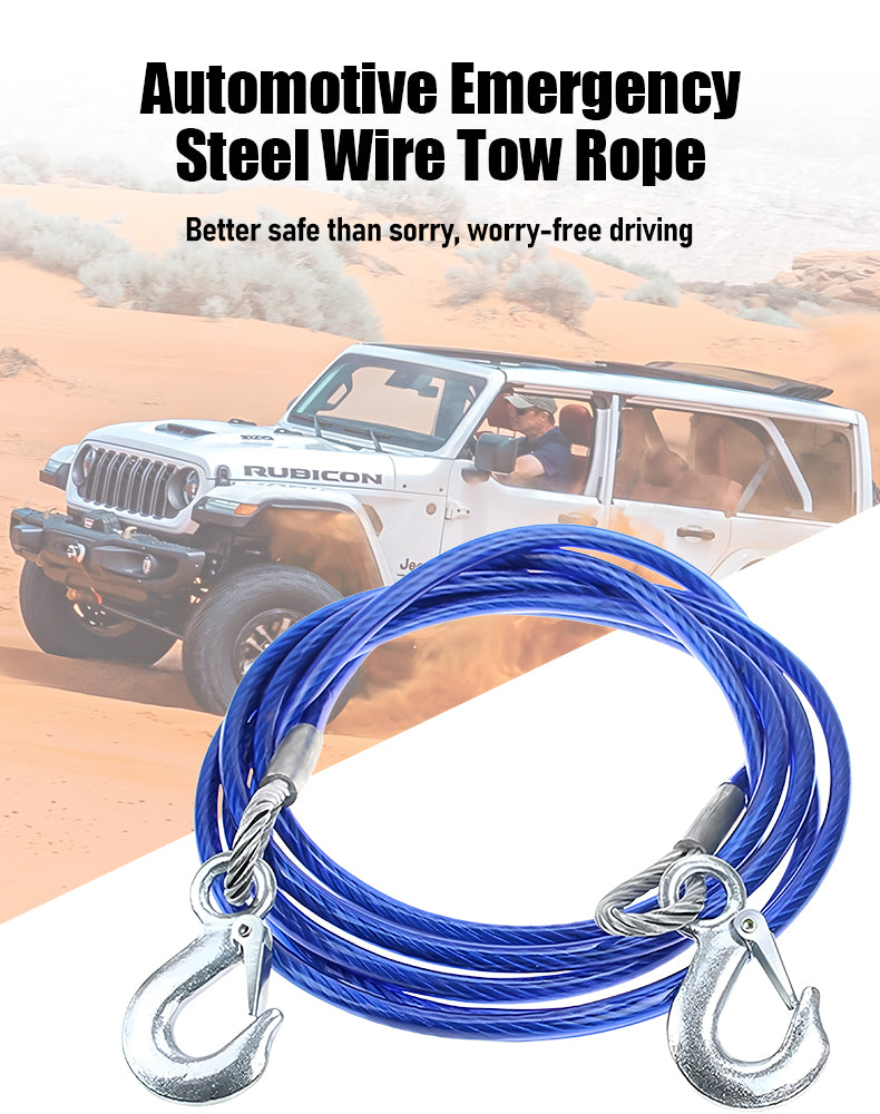 ⛓️🚗 Cuerda de remolque para automóvil, cuerda de tracción, cuerda de rescate – 4 m 3 toneladas