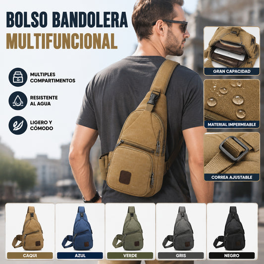 Bolso Bandolera Hombre Impermeable, Mochila Pecho Multifuncional con Múltiples Compartimentos para Viaje y Uso Diario