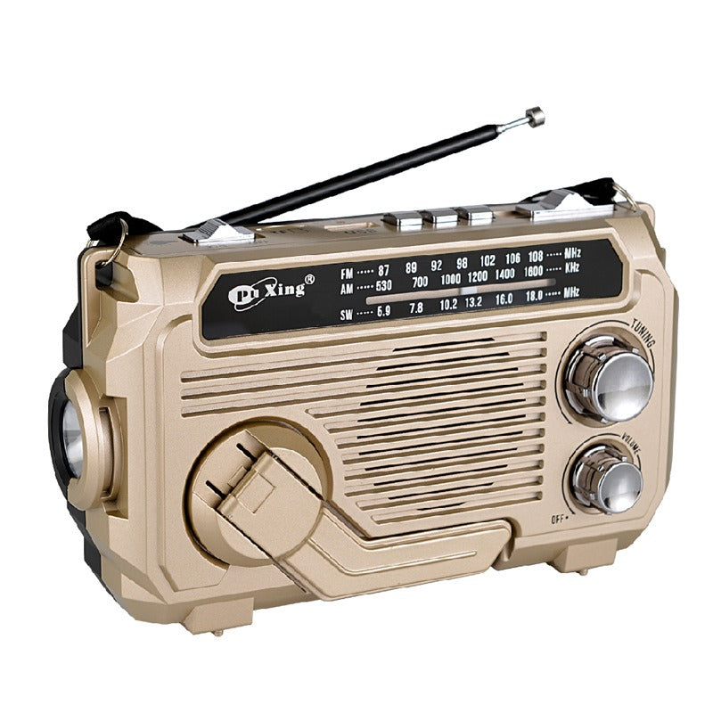 🔦 Radio de emergencia portátil con carga manual y luz LED