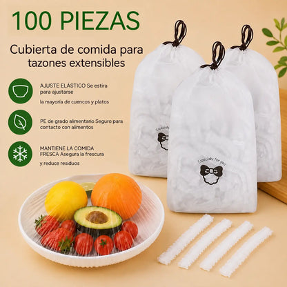🍽️✨【200 piezas】Film transparente desechable, ideal para recipientes y alimentos. Se ajusta perfectamente, ofrece un buen sellado y es fácil de usar.🥗