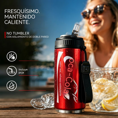 🥤 Vaso térmico de acero inoxidable de doble capa con forma de lata de refresco