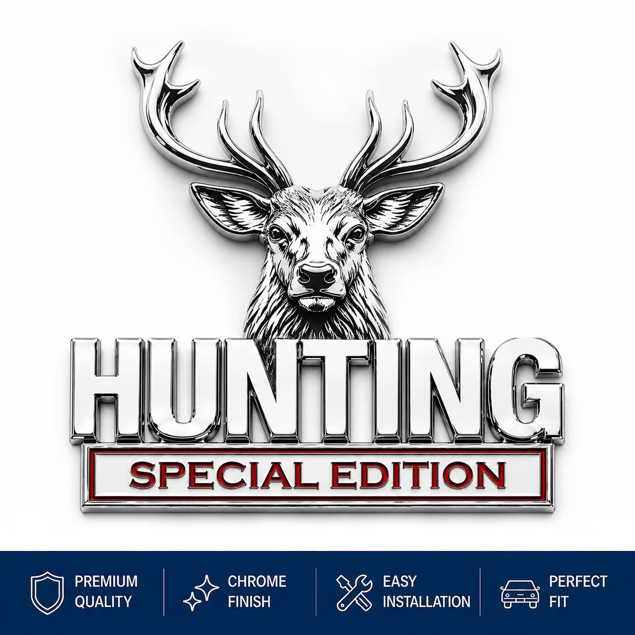 🦌 Edición especial CAZA - Emblema de coche de metal cromado 3D
