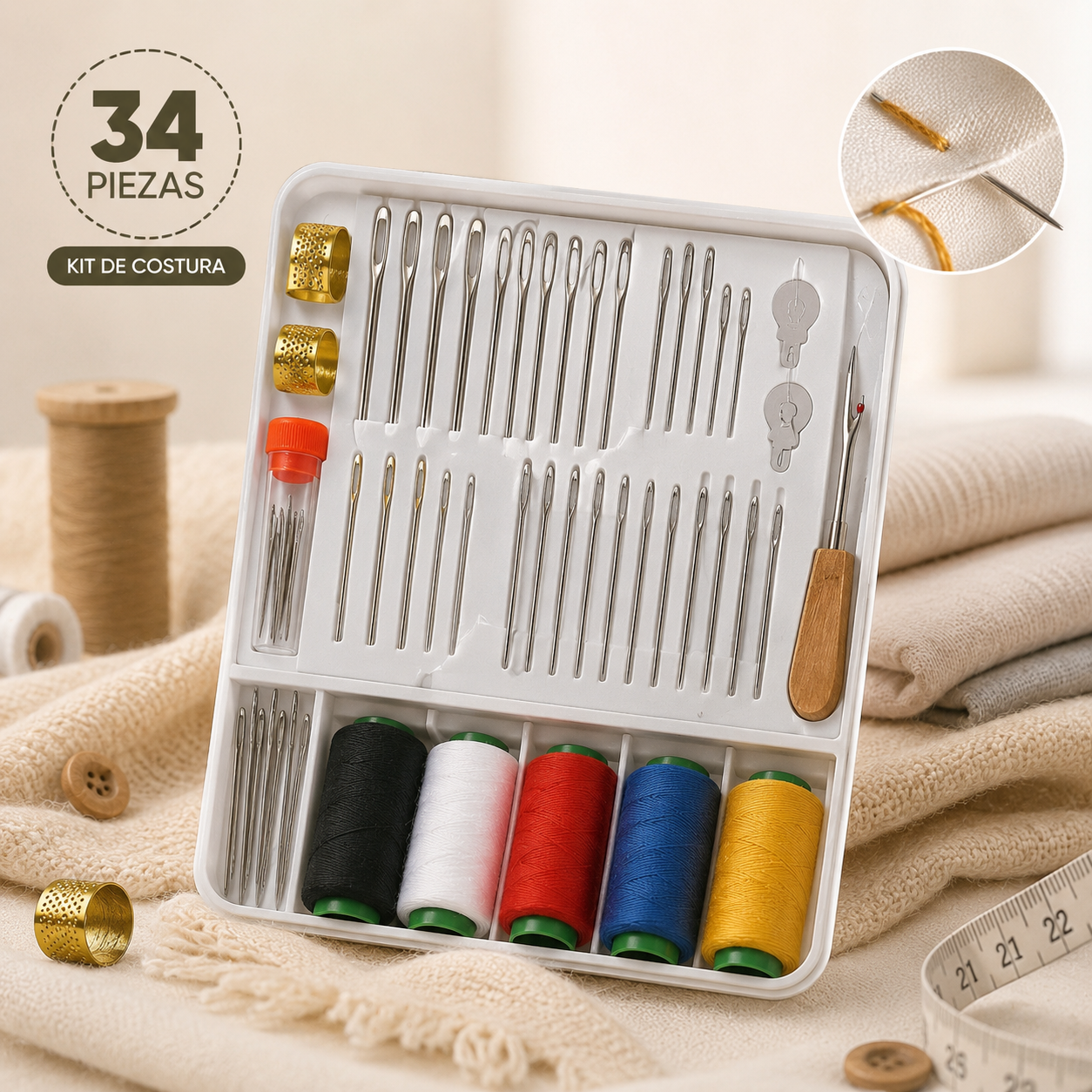 【Compra 1 y recibe 1 gratis】🧵🧰 Kit completo de costura 41 en 1 – práctico, resistente y fácil de usar en casa ✂️