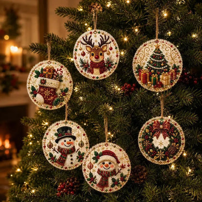 💖Un juego de 6 piezas por solo 23 euros.🎄✨Adornos navideños de madera hechos en casa