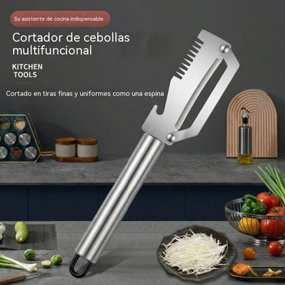 ✅【¡Compra 1 y llévate 1 gratis!】🧅🔪 Pelador de cocina multifuncional 3 en 1: ¡Pela, corta y abre tapones de botellas! 🔥