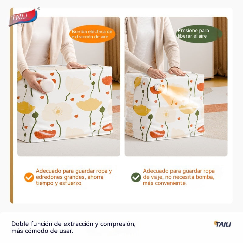 🧳【Juego de 5 piezas】💨 Bolsa de almacenamiento al vacío grande y compresible: no requiere bomba, es a prueba de fugas e ideal para ahorrar espacio en maletas y en casa ✈️