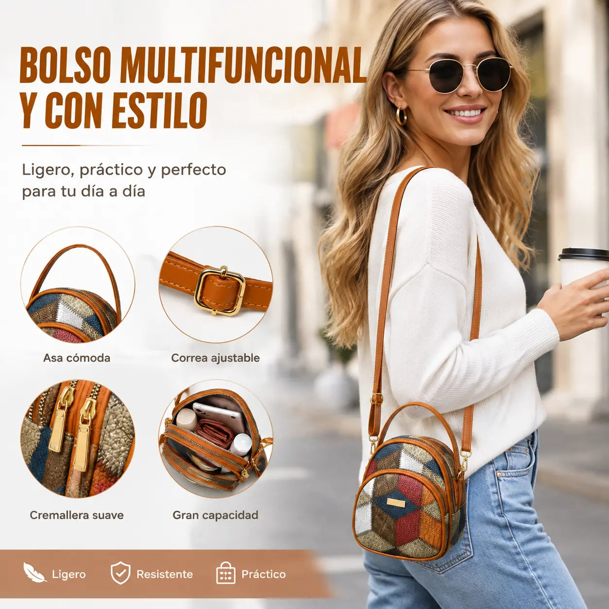 Bolso de mujer de cuero genuino con bloques de colores de nueva moda 2026