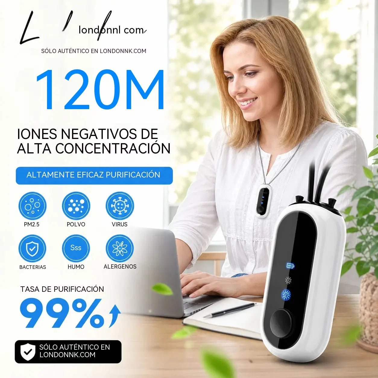 🌬️✨ Purificador de aire portátil de iones negativos: ¡aire fresco dondequiera que vayas! 🍃💪