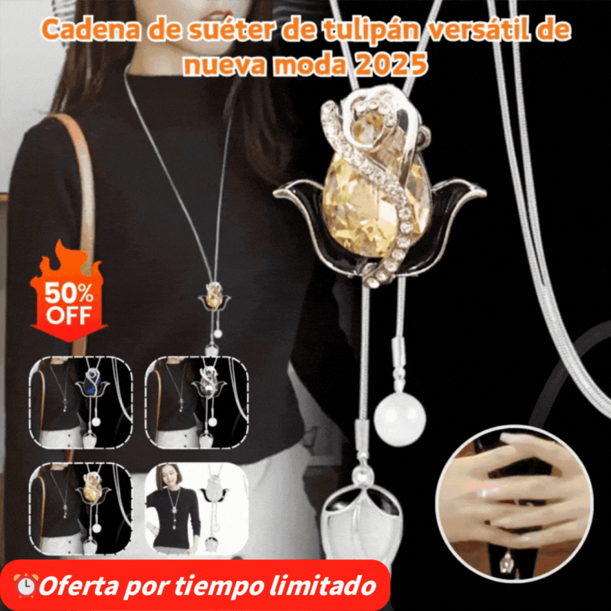 🔥⏰Oferta por tiempo limitado✨Cadena de suéter de tulipán versátil de nueva moda 2025