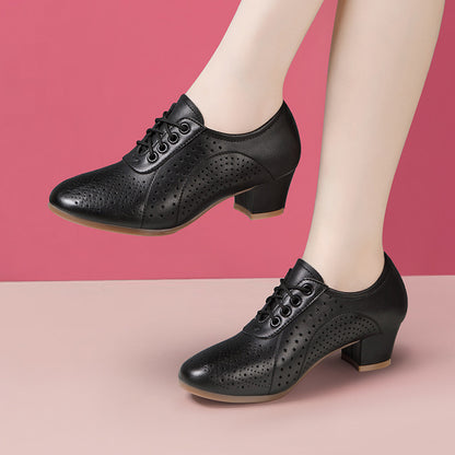 🔥【Tallas 34-41】🔥【Altura del tacón 5 cm】👡Nuevos zapatos de cuero genuino para mujer 2026 con una sola capa, transpirables y huecos.