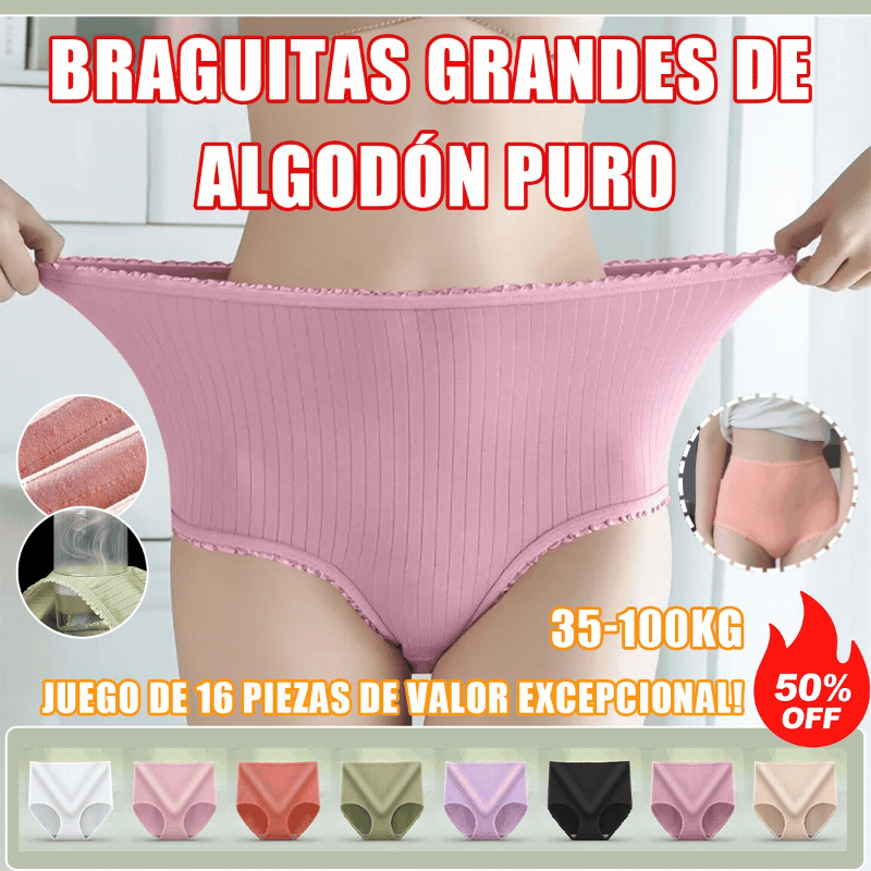 (16 piezas) Último día con 50 % de descuento: bragas antibacterianas impermeables de cintura alta