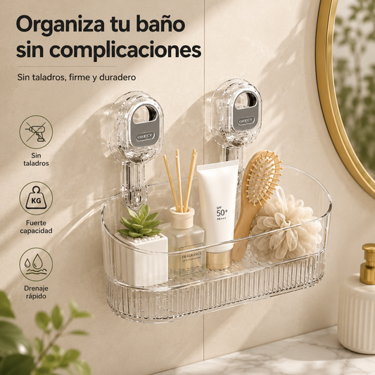 🍽️🧺🔥Oferta especial🔥Estante de almacenamiento con ventosa sin perforaciones, escurridor de pared para cocina y baño