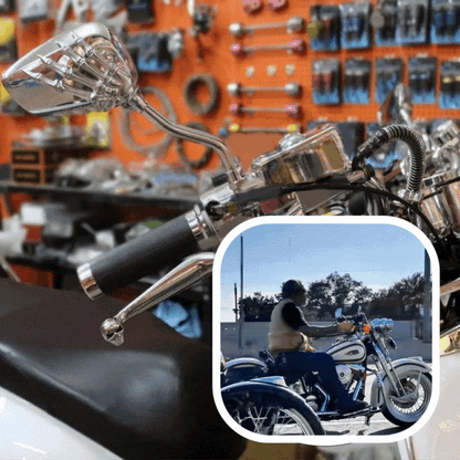 💀🏍️🔍【1 par】🔥Espejo retrovisor de motocicleta con mano fantasma galvanizada, accesorio de seguridad en la conducción, universal para motocicletas y vehículos eléctricos.
