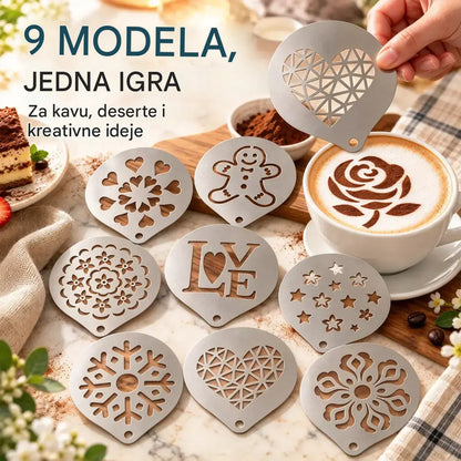 9 komad 23 EURO☕ Šablona od nehrđajućeg čelika za latte art
