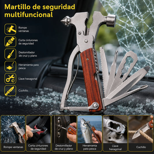 【16 en 1】Martillo de seguridad de emergencia multifuncional de alta dureza