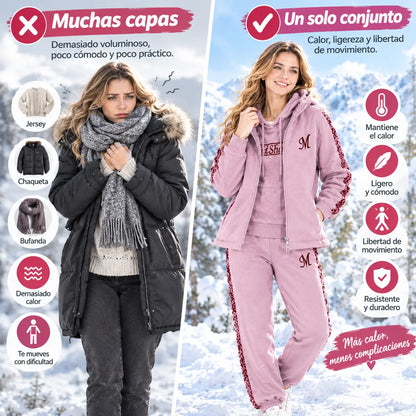 🔥【pantalón + suéter + chaqueta】Nuevo conjunto deportivo y casual de otoño/invierno 2025, acolchado y grueso.