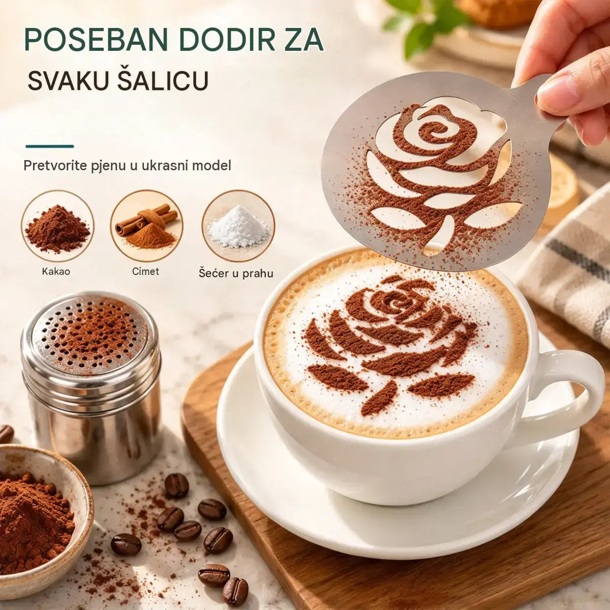 9 komad 23 EURO☕ Šablona od nehrđajućeg čelika za latte art