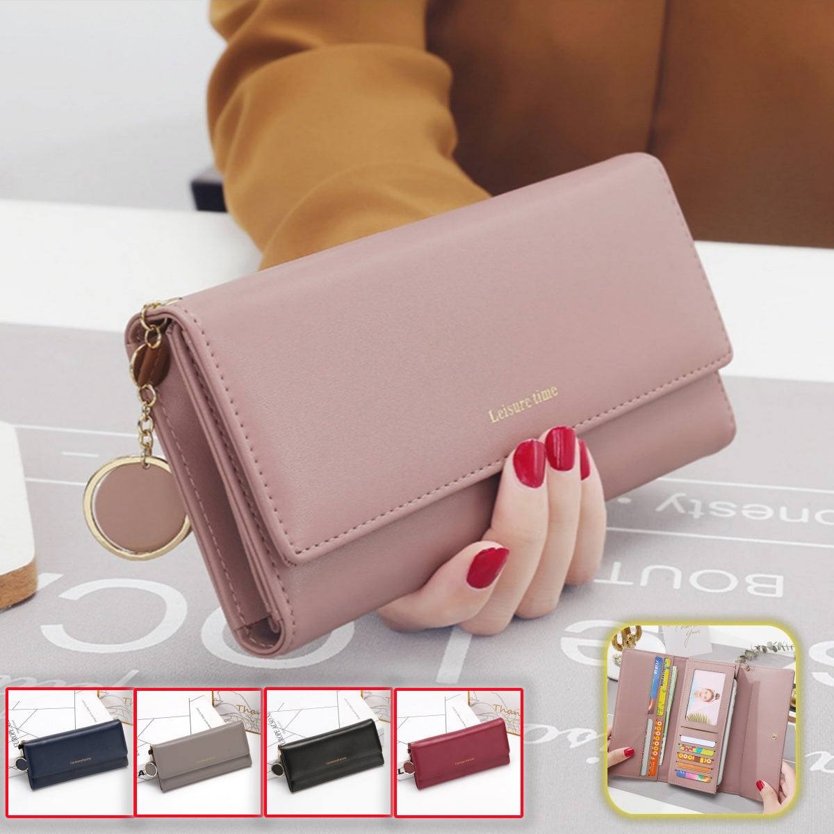 🔥🔥👜【50%OFF】Nueva cartera de cuero multicapa para mujer de moda 2026