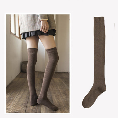 【2 pares】Calcetines largos gruesos de color liso de invierno