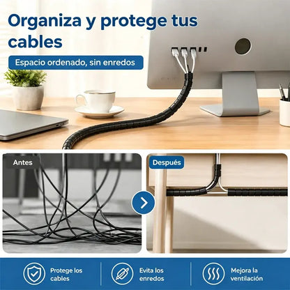 🔌✨ Organizador de Cables de 10 m – Tubo Protector Abierto para Ordenar, Agrupar y Proteger los Cables