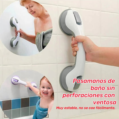 🔥Pasamanos de baño con ventosa multifuncional, no es necesario perforar agujeros, no es necesario instalar, fácil de usar.