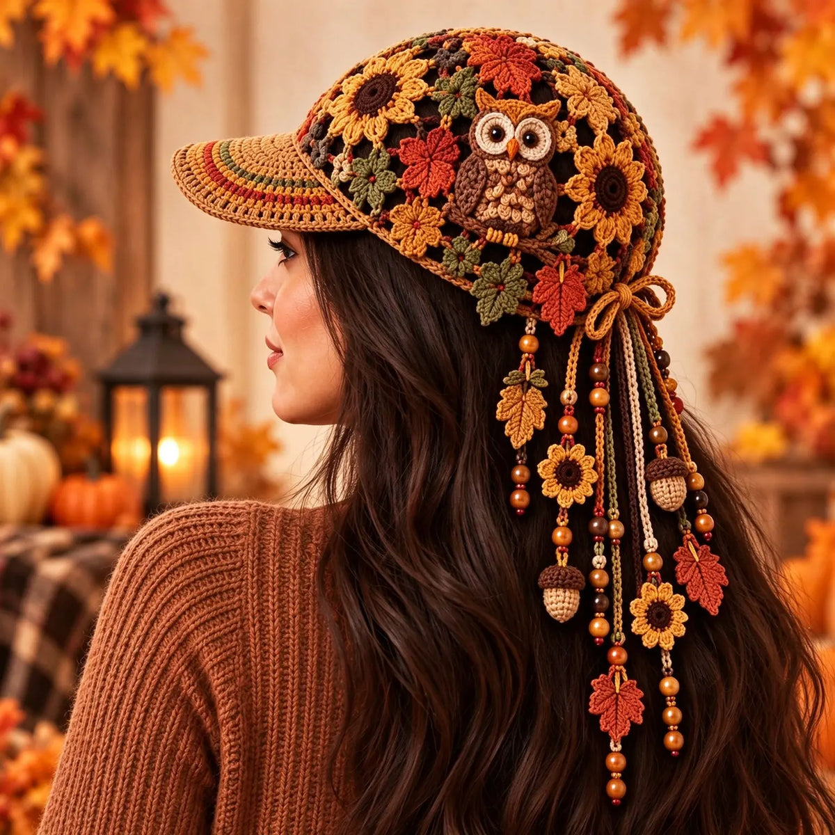 🧶🧢Gorra de béisbol de ganchillo para mujer, ideal para otoño.