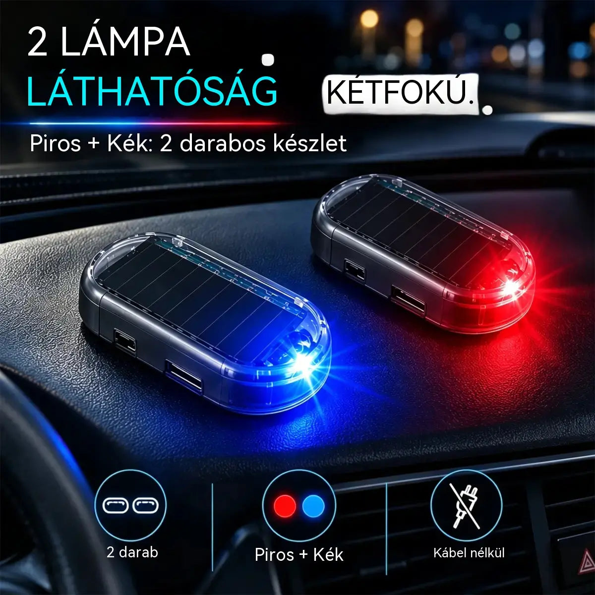 🔥Vegyél egyet, kapj egyet ajándékba!🔥🚗Kompakt, napelemes, villogó LED-es lopásgátló fény