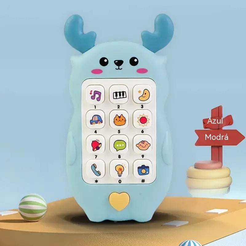 🎁2 kus 520 Kč🎨 Dětský telefon na hraní s motivem jelínka: dvojjazyčný vzdělávací chytrý telefon s hudbou a příběhy pro batolata.