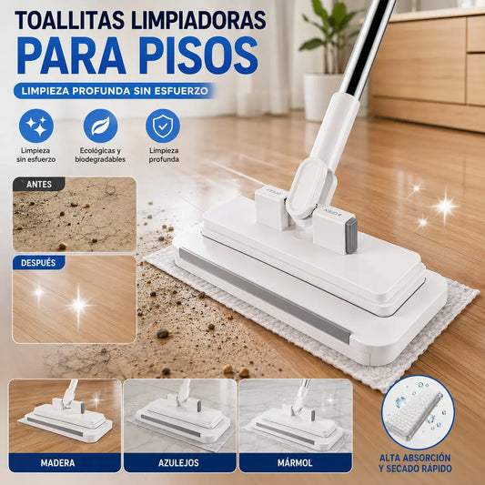 【Set de 4】Trapeador multifuncional con clip de tela, nuevo trapeador doméstico que no requiere lavado