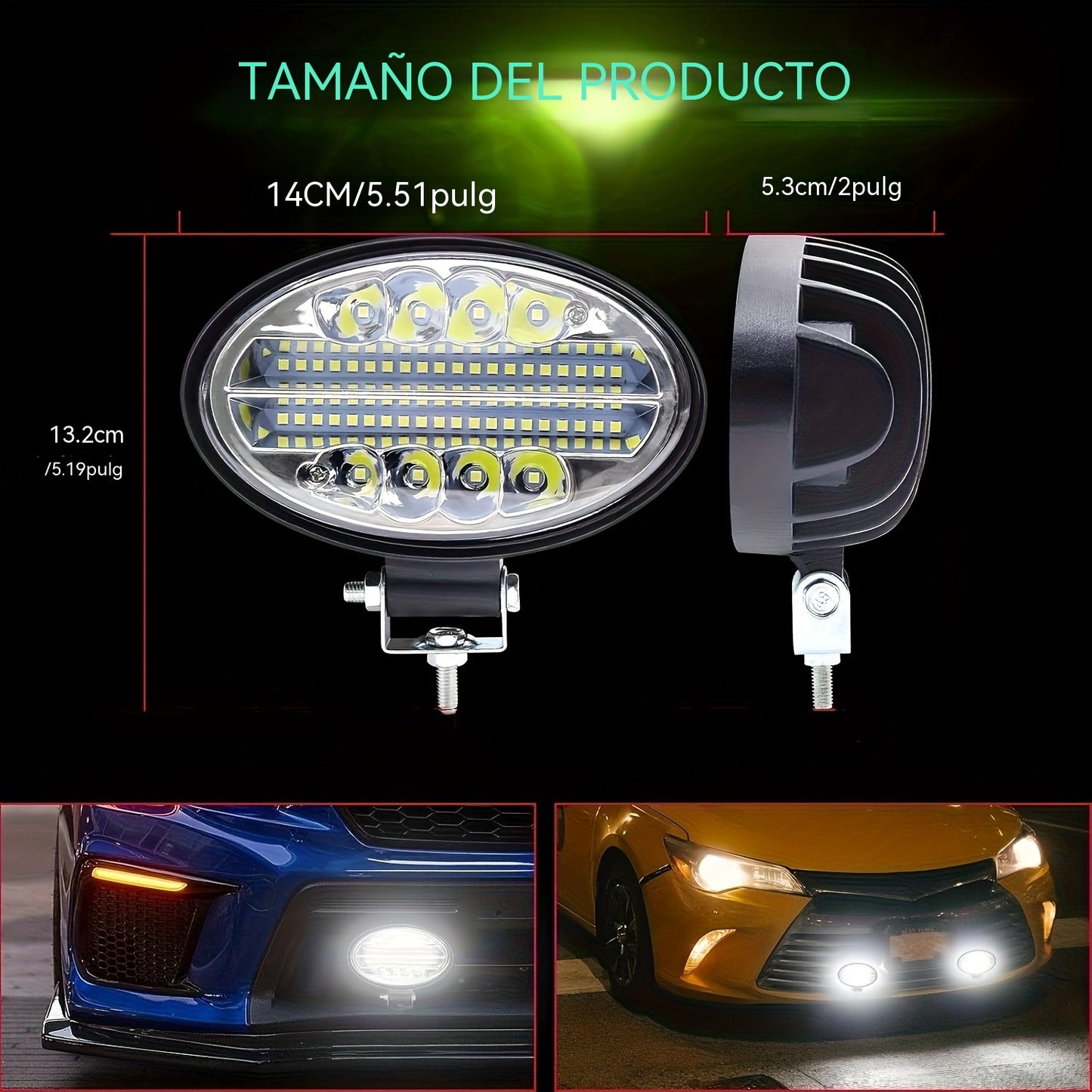 💡🚨【Oferta especial de último día】Faros LED ovalados integrados con difusor y convergente de 48 perlas, adecuados para coches modificados y faros auxiliares para vehículos todoterreno.