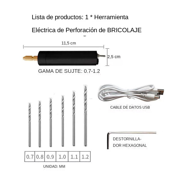 Mini taladro manual eléctrico USB, mini amoladora eléctrica DIY