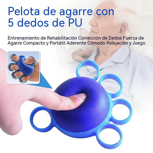 Pelota ortopédica para la recuperación de dedos y manos, con anillos de fijación, dispositivo de entrenamiento de fuerza y movilidad para personas mayores o con secuelas de un derrame cerebral.