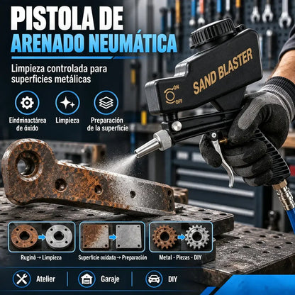 🔧💨 Pistola Neumática de Chorro de Arena | Mini Pistola Portátil para Eliminar Óxido, Pintura y Suciedad