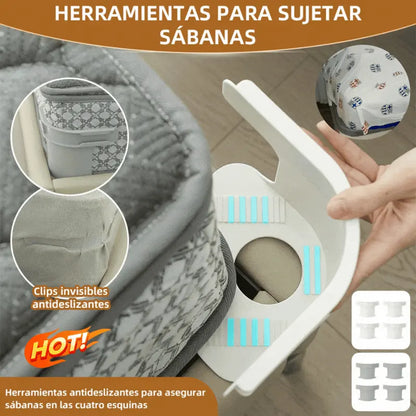 [4/8piezas]🧵🏠Sujetadores Invisibles para Sábanas – Sin Agujas, Antideslizantes y Fáciles de Usar